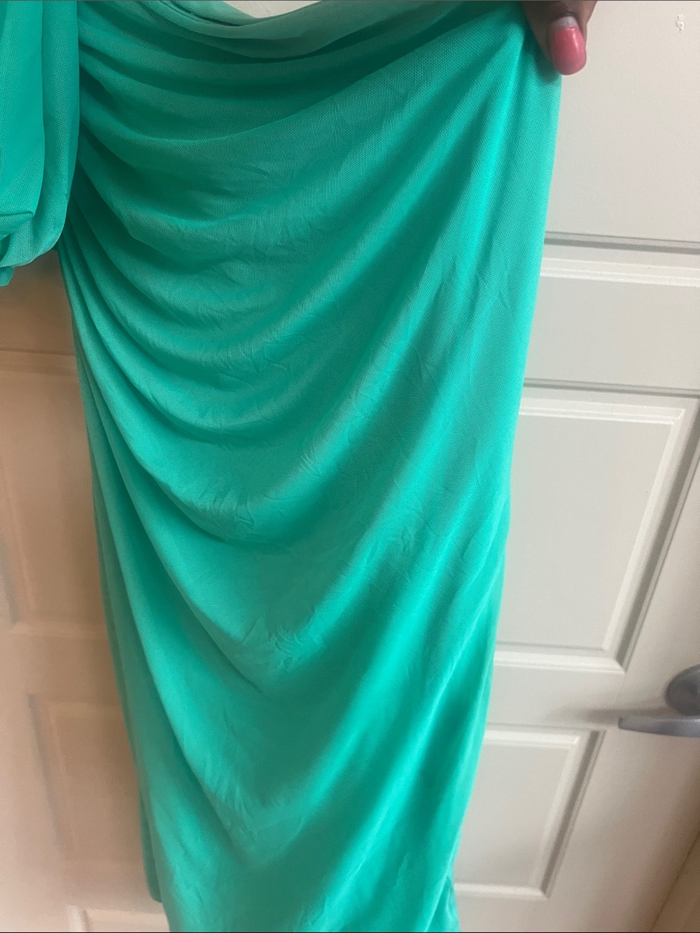 Express One Shoulder Cutout Ruched Midi Dress S home coming Vacay Cocktail - Picture 7 of 7